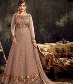 Peach embroidered net salwar