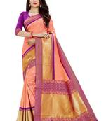 Baby Pink Weaving Kota Silk With Rich Pallu Blend Saree With Blousee