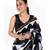 black and white cotton silk chanderi saree with clydescope print
