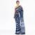 indigo cotton silk chanderi saree with lilly print