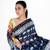 indigo cotton silk chanderi saree with lilly print