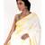 white and yellow tie and dye habutai silk saree with cotton lace border