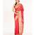 red kora organza banarasi silk saree with golden border and woven pallu