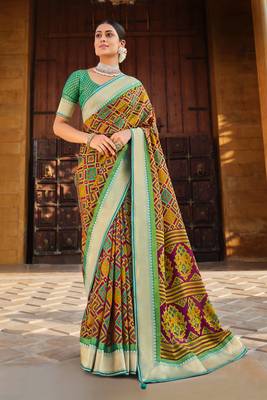 Maroon woven brasso saree with blouse 1