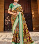 Maroon woven brasso saree with blouse
