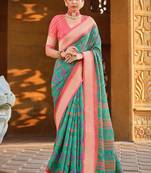 Green woven brasso saree with blouse