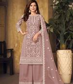 Mauve embroidered net salwar kameez