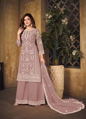 Mauve embroidered net salwar kameez 2