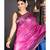 pink pure silk dupion saree with black and blue border pallu