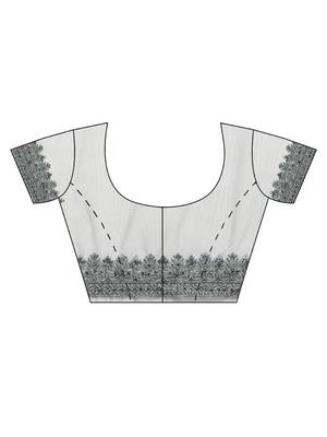 Grey Embroidered Net Saree With Blouse 5