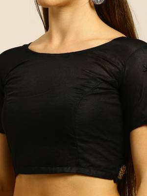Black Embroidered Net Saree With Blouse 4