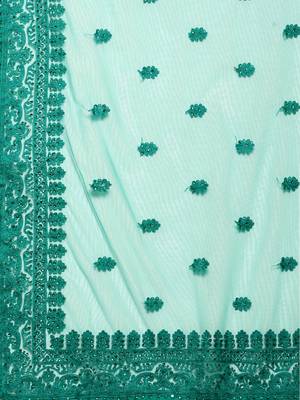Blue embroidered net saree with blouse 3