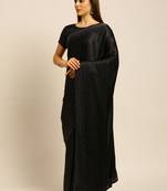 Black Embroidered Satin Saree With Blouse