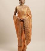 Yellow Embroidered Art Silk Saree With Blouse