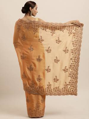 Yellow Embroidered Art Silk Saree With Blouse 2