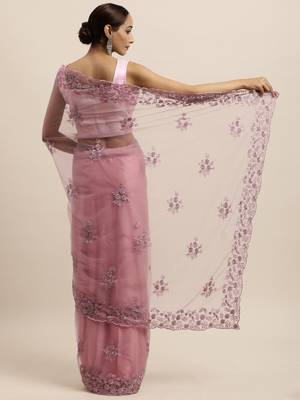 Black embroidered net saree with blouse 2