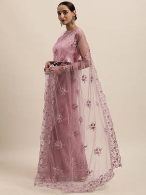 Black embroidered net saree with blouse 3