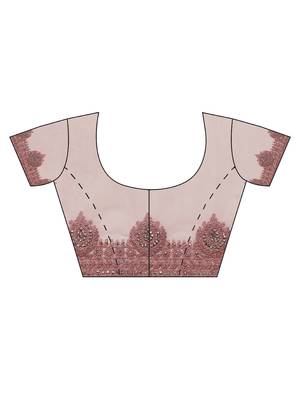 Pink Embroidered Net Saree With Blouse 5