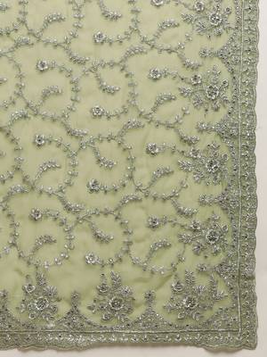 Green embroidered georgette saree with blouse 4