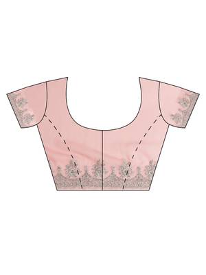 Pink embroidered georgette saree with blouse 5