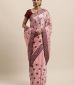 Pink Embroidered Art Silk Saree With Blouse