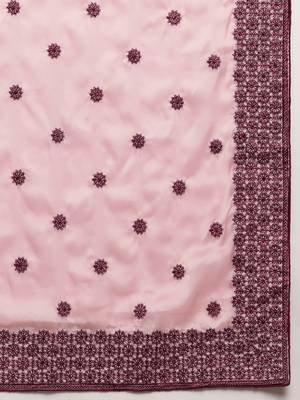 Pink Embroidered Art Silk Saree With Blouse 4