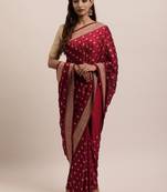 Maroon Embroidered Art Silk Saree With Blouse