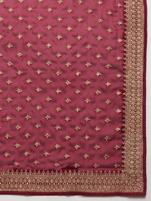 Maroon Embroidered Art Silk Saree With Blouse 4