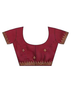 Maroon Embroidered Art Silk Saree With Blouse 5