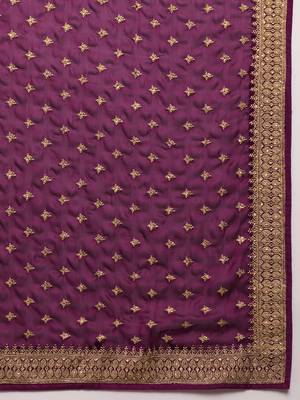 Wine embroidered art silk saree with blouse 4