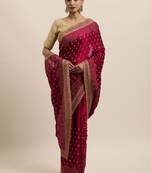 Red Embroidered Art Silk Saree With Blouse