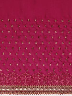 Red Embroidered Art Silk Saree With Blouse 4