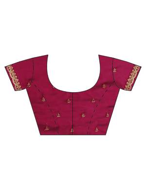 Red Embroidered Art Silk Saree With Blouse 5