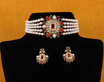 Real Natural Hyderabadi pearls choker Set With Certificate 1
