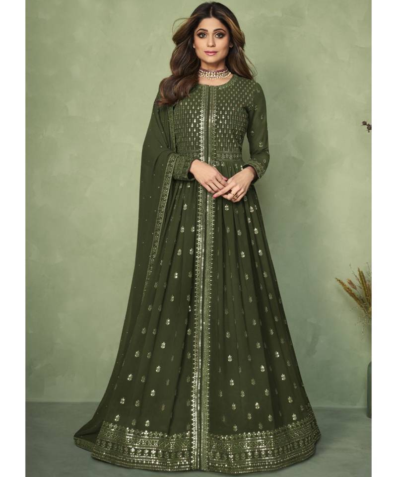 strapless open back dress Green Silk Knee Length Dress | Indian Festive main image 0