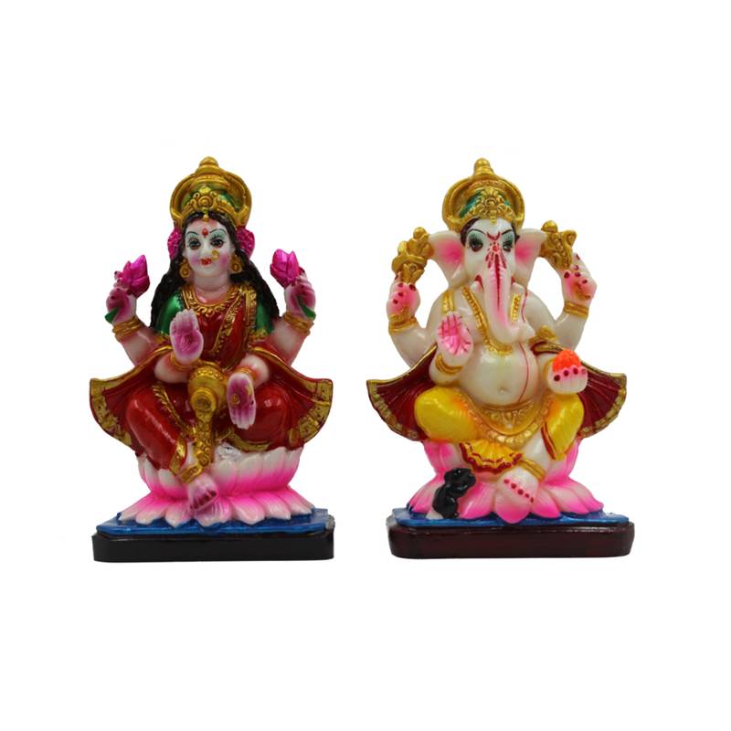 ESVAR STONECRAFT Poly Resin Hand Made Scupluture of Kamal Laxmi Ganesh
