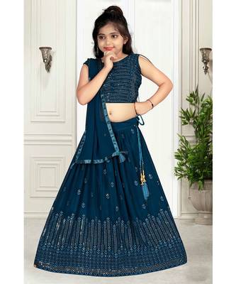 wedding designer rama pure georgette kidswear lehenga 1