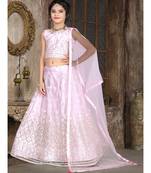 wedding designer light pink net kidswear lehenga