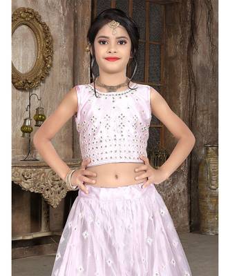 wedding designer light pink net kidswear lehenga 2