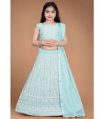 wedding designer sky heavy fox georgette  kidswear lehenga