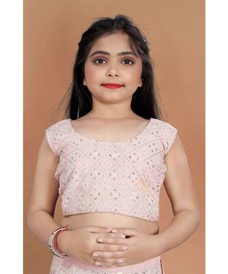 wedding designer light pink heavy fox georgette  kidswear lehenga 2