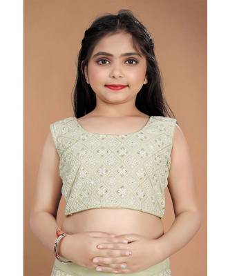 wedding designer light pista heavy fox georgette  kidswear lehenga 2