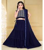 wedding designer blue georgette kidswear lehenga