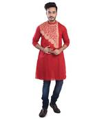 Traditional Abstract Leaf Designed Cotton Kurta  Embroideried