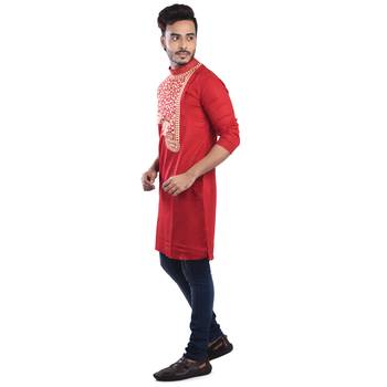 Traditional Abstract Leaf Designed Cotton Kurta  Embroideried 3