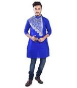 Traditional Abstract Leaf Designed Cotton Kurta  Embroideried