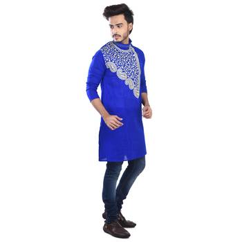 Traditional Abstract Leaf Designed Cotton Kurta  Embroideried 2