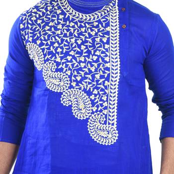 Traditional Abstract Leaf Designed Cotton Kurta  Embroideried 4