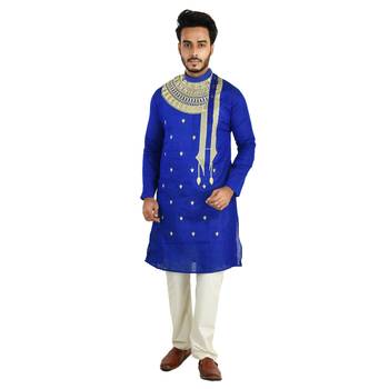 Bangla Motif  Designed Cotton Kurta  Embroideried 1