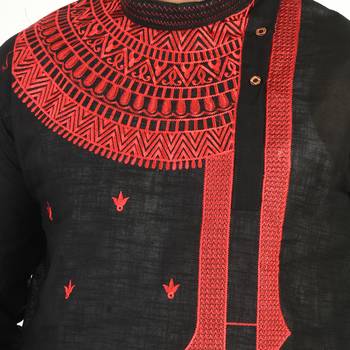 Bangla Motif  Designed Cotton Kurta  Embroideried 4